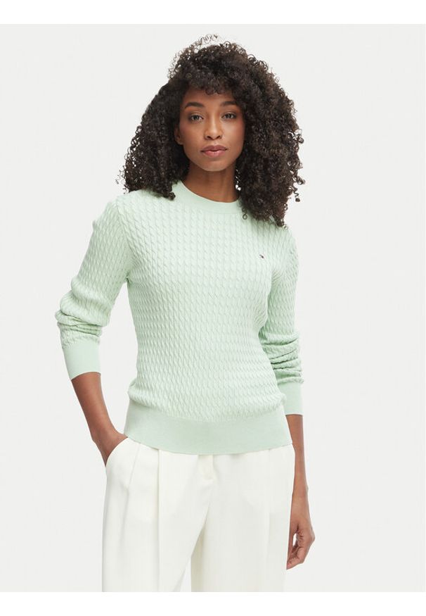 TOMMY HILFIGER - Tommy Hilfiger Sweter WW0WW44993 Zielony Regular Fit. Kolor: zielony. Materiał: bawełna