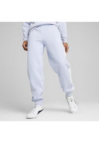 Puma - Damskie spodnie dresowe Around The Block PUMA Cool Weather Blue. Kolor: niebieski. Materiał: dresówka. Wzór: haft. Sport: turystyka piesza