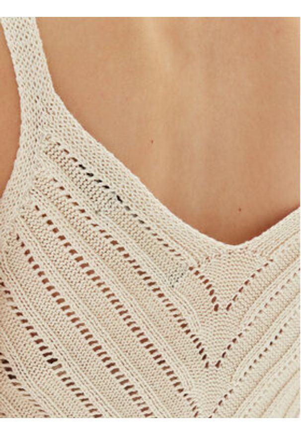 Vero Moda Top Peru 10326463 Beżowy Regular Fit. Kolor: beżowy. Materiał: bawełna