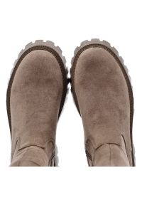 Big-Star - Beżowe Kozaki Big Star Ocieplane Obuwie Damskie. Wysokość cholewki: przed kolano. Kolor: beżowy. Materiał: materiał. Szerokość cholewki: normalna. Wzór: jednolity. Styl: wizytowy, klasyczny, elegancki #7