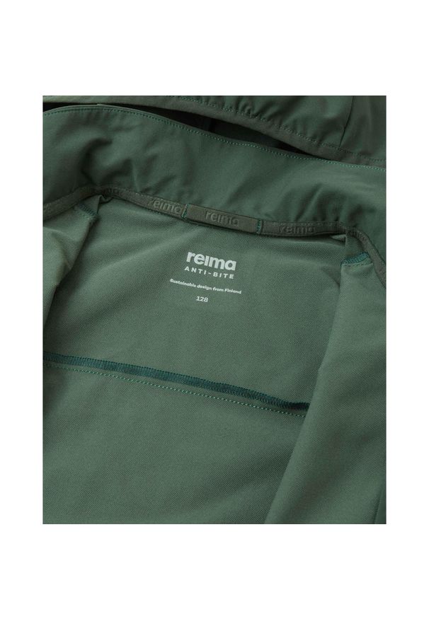 Dziecięca wodoodporna kurtka z kapturem Reima Turvaisa. Typ kołnierza: kaptur. Kolor: zielony. Sezon: zima, lato. Sport: narciarstwo