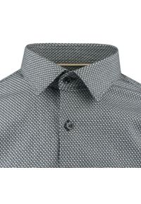 Taliowana Koszula Męska - Victorio - Czarno-Biała, Mikrowzór. Kolor: czarny, biały, wielokolorowy. Materiał: elastan, bawełna. Styl: elegancki #7