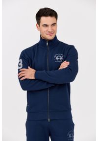 La Martina - LA MARTINA Granatowa męska bluza ze stójką, Rozmiar XXL. Okazja: na co dzień. Typ kołnierza: kołnierzyk stójkowy. Kolor: niebieski. Materiał: bawełna. Styl: casual #1