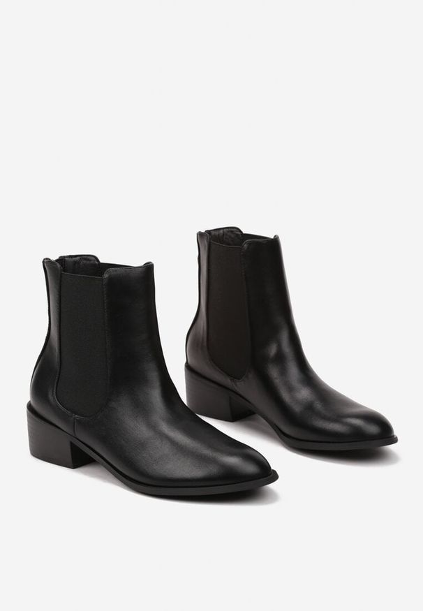Born2be - Czarne Botki na Obcasie w Stylu Sztybletów z Elastyczną Gumką Aetaris. Okazja: na spotkanie biznesowe, na co dzień. Kolor: czarny. Materiał: jeans. Obcas: na obcasie. Styl: biznesowy, casual, elegancki. Wysokość obcasa: średni