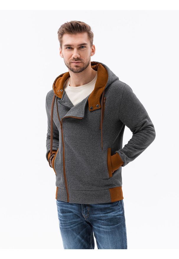Brązowa bluza Ombre Clothing z kapturem