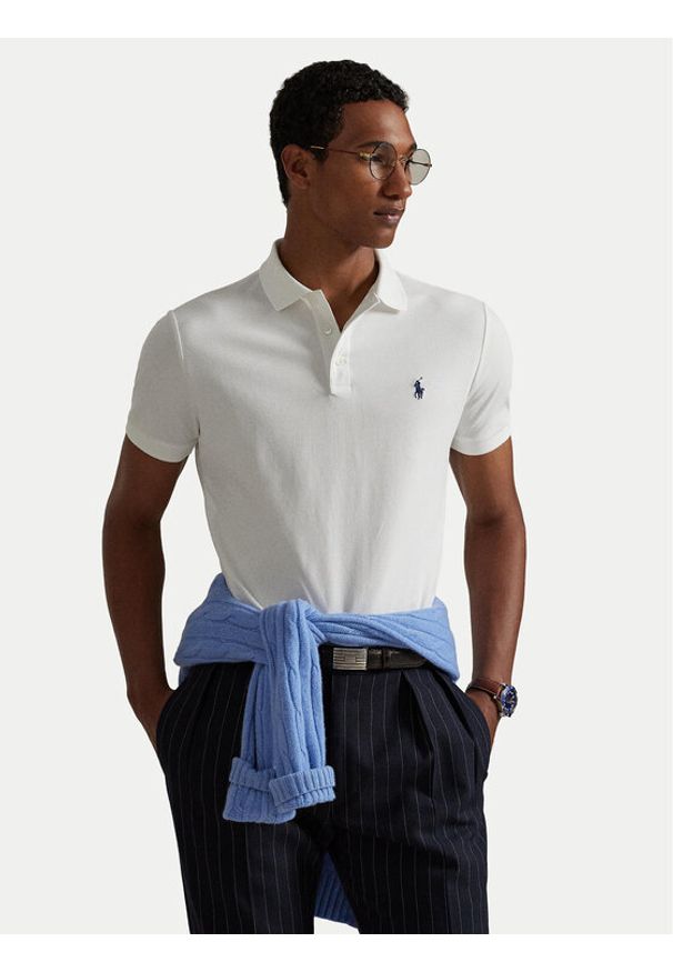 Polo Ralph Lauren Polo 710941439002 Biały Custom Slim Fit. Typ kołnierza: polo. Kolor: biały. Materiał: bawełna