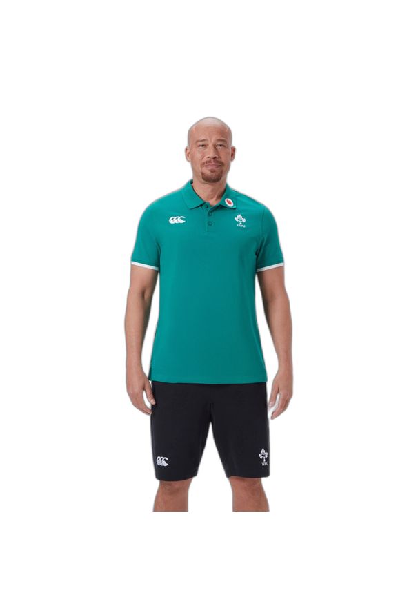 CANTERBURY - Polo Irlande AM 2025. Typ kołnierza: polo. Kolor: zielony, biały, wielokolorowy. Materiał: bawełna