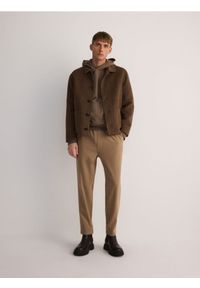 Reserved - Spodnie jogger z wiskozą - brązowy. Kolor: brązowy. Materiał: wiskoza #1