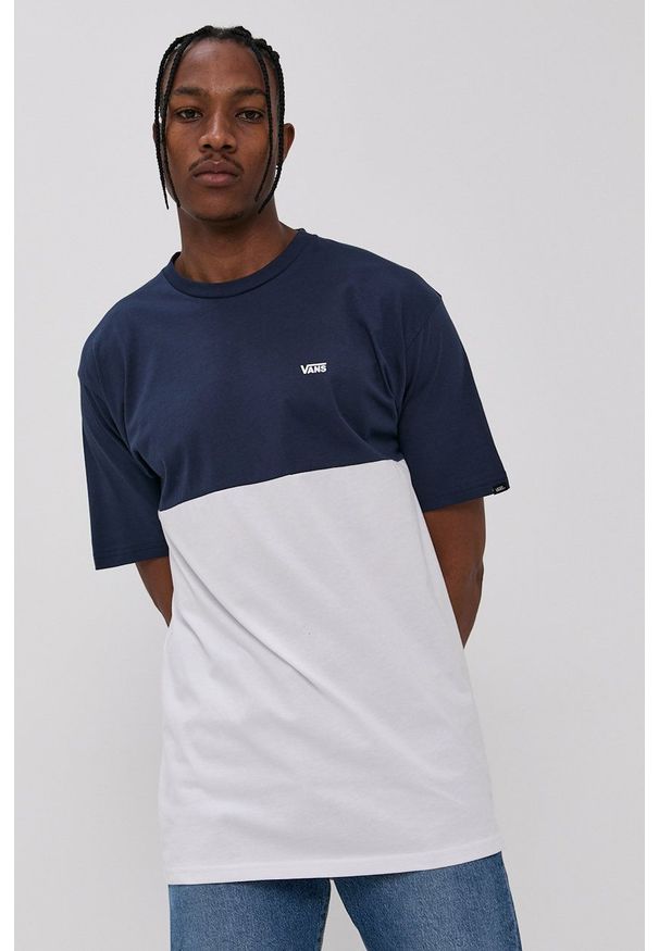 Vans - T-shirt bawełniany. Okazja: na co dzień. Kolor: biały. Materiał: bawełna. Wzór: gładki. Styl: casual