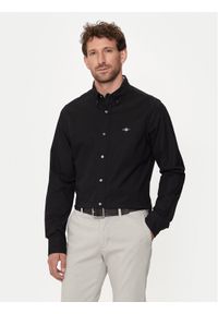 GANT - Gant Koszula Oxford 3230115 Czarny Slim Fit. Kolor: czarny. Materiał: bawełna