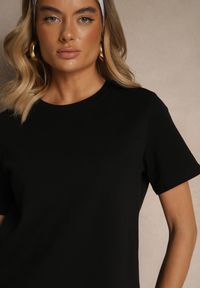 Renee - Czarny Klasyczny T-shirt z Grubszej Bawełny Tiavone. Okazja: na co dzień. Kolor: czarny. Materiał: bawełna. Styl: klasyczny