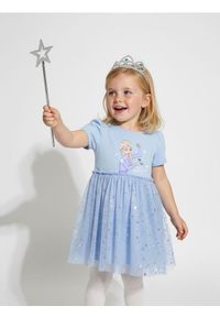 Sinsay - Bawełniana sukienka z tiulem Frozen - niebieski. Kolor: niebieski. Materiał: tiul, bawełna #1