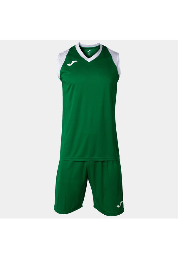 Zestaw do koszykówki dla dorosłych Joma Final II. Kolor: zielony, biały, wielokolorowy. Materiał: dresówka. Sport: koszykówka