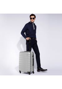 Wittchen - Średnia walizka z ABS-u z żebrowaniem szara. Kolor: szary. Materiał: guma #4