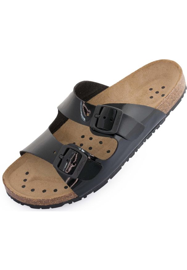 ZUMBA WEAR - Kapcie medyczne Abeba Black 40 - Komfort i bezpieczeństwo antypoślizgowe. Kolor: czarny. Materiał: skóra. Sport: taniec, joga i pilates