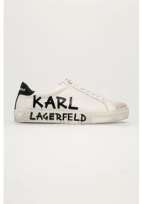 Karl Lagerfeld - Buty skórzane. Nosek buta: okrągły. Zapięcie: sznurówki. Kolor: biały. Materiał: skóra. Szerokość cholewki: normalna. Obcas: na obcasie. Wysokość obcasa: średni, niski #1