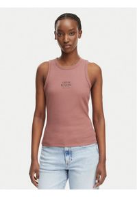 Calvin Klein Jeans Top LV047F239G Brązowy jasny Slim Fit. Kolor: brązowy. Materiał: bawełna #1