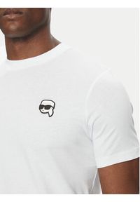 Karl Lagerfeld - KARL LAGERFELD T-Shirt 755710 500224 Biały Regular Fit. Typ kołnierza: dekolt w karo. Kolor: biały. Materiał: bawełna #4