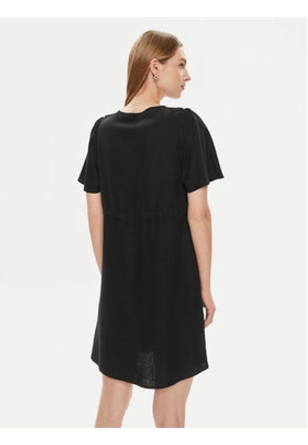 Vero Moda Sukienka letnia Mymilo 10303686 Czarny Regular Fit. Kolor: czarny. Materiał: len, bawełna. Sezon: lato