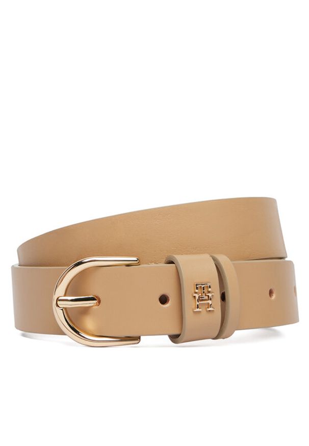 TOMMY HILFIGER - Tommy Hilfiger Pasek Essential Effortless 2.5 Go AW0AW16836 Beżowy. Kolor: beżowy. Materiał: skóra