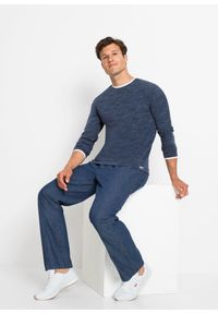 bonprix - Spodnie z gumką w talii z lekkiej bawełny, classic fit, prosta nogawka. Kolor: niebieski. Sezon: lato