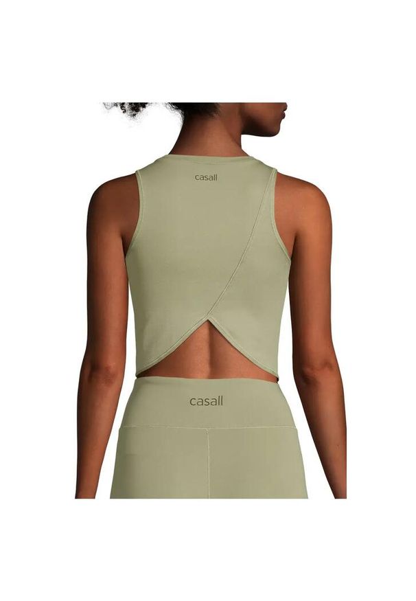 CASALL - Crop Top Sportowy Krótki dla Kobiet Casall Overlap Oddychający. Kolor: zielony. Długość: krótkie. Styl: sportowy