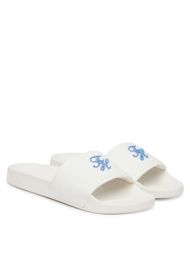 TOMMY HILFIGER - Tommy Hilfiger Klapki Th Script Pool Slide FW0FW09286 Biały. Kolor: biały. Materiał: materiał