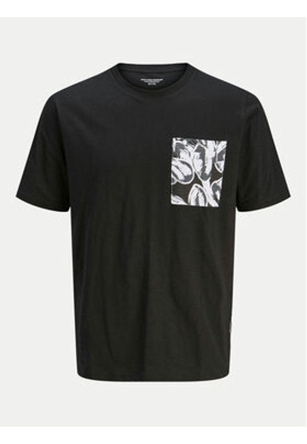 Jack & Jones - Jack&Jones T-Shirt Split 12272995 Czarny Regular Fit. Kolor: czarny. Materiał: bawełna