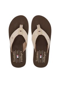 TOMMY HILFIGER - Tommy Hilfiger Japonki Chambray Beach Sandal FM0FM05570 Beżowy. Kolor: beżowy. Materiał: materiał #4