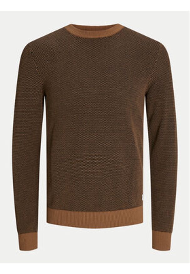 Jack & Jones - Jack&Jones Sweter Globe 12258139 Brązowy Regular Fit. Kolor: brązowy. Materiał: bawełna
