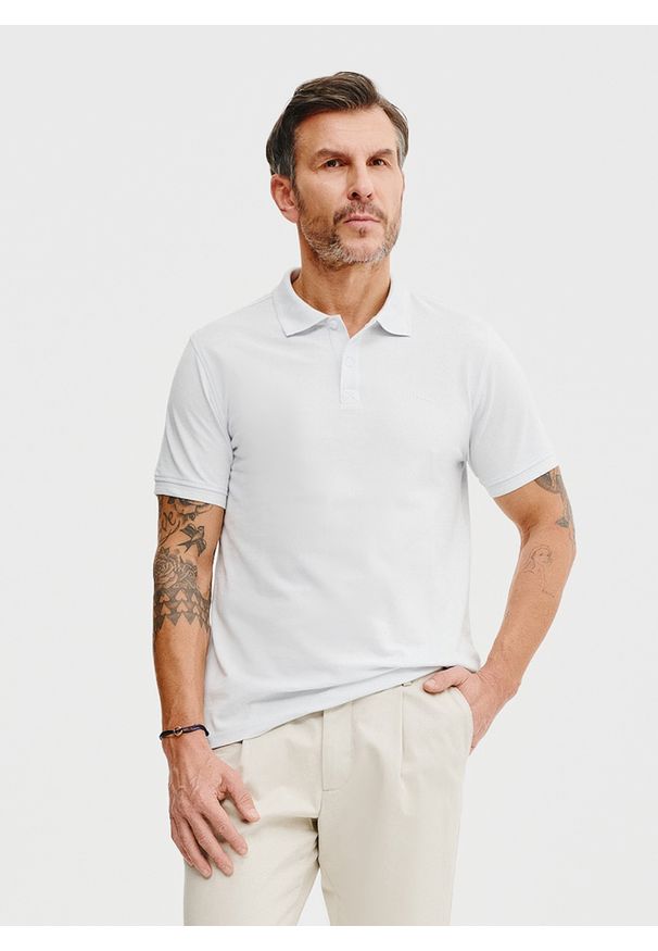 Pako Lorente - PAKO LORENTE – T-shirt polo w kolorze jasnoniebieskiem. Okazja: na co dzień. Typ kołnierza: polo. Kolor: brązowy. Materiał: bawełna. Styl: casual
