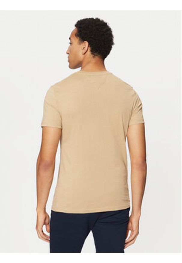 Tommy Jeans T-Shirt Jaspe DM0DM20363 Beżowy Slim Fit. Kolor: beżowy. Materiał: bawełna