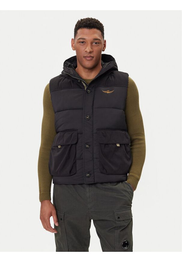 Aeronautica Militare Kamizelka 252AB3017UCT04211 Czarny Regular Fit. Kolor: czarny. Materiał: syntetyk