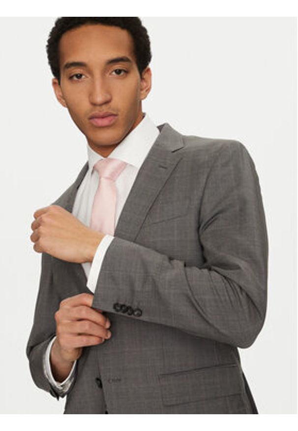 BOSS Garnitur H-Huge 50535023 Szary Slim Fit. Kolor: szary. Materiał: wełna