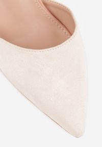 Renee - Beżowo-Różowe Czółenka na Stożku Ozdobione Paskiem Wokół Kostki i Metaliczną Aplikacją Tiliri. Okazja: na spotkanie biznesowe, do pracy. Zapięcie: pasek. Kolor: beżowy. Materiał: jedwab, satyna. Wzór: aplikacja. Obcas: na stożku. Styl: biznesowy, elegancki, wizytowy. Wysokość obcasa: średni #6