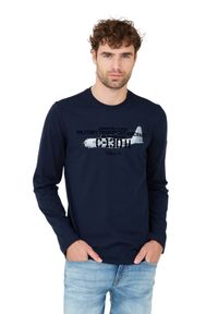 Aeronautica Militare - AERONAUTICA MILITARE Granatowy męski longsleeve bawełniany, Rozmiar M. Kolor: niebieski. Materiał: bawełna. Długość rękawa: długi rękaw #4