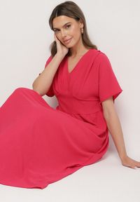 Born2be - Fuksjowa Sukienka z Bawełną i Górą w Stylu Nietoperza Filenia. Okazja: na co dzień. Kolor: różowy. Materiał: bawełna. Styl: casual #6