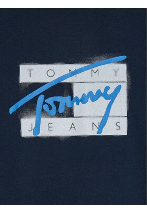 Tommy Jeans T-Shirt Street Sigh Flag DM0DM18528 Granatowy Regular Fit. Kolor: niebieski. Materiał: bawełna. Styl: street