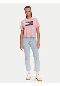 Tommy Jeans T-Shirt Flag DW0DW18629 Różowy Boxy Fit. Kolor: różowy. Materiał: bawełna