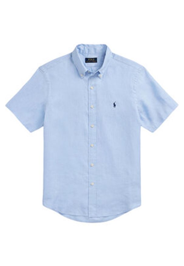 Polo Ralph Lauren Koszula 710968912005 Błękitny Custom Fit. Typ kołnierza: polo. Kolor: niebieski. Materiał: len