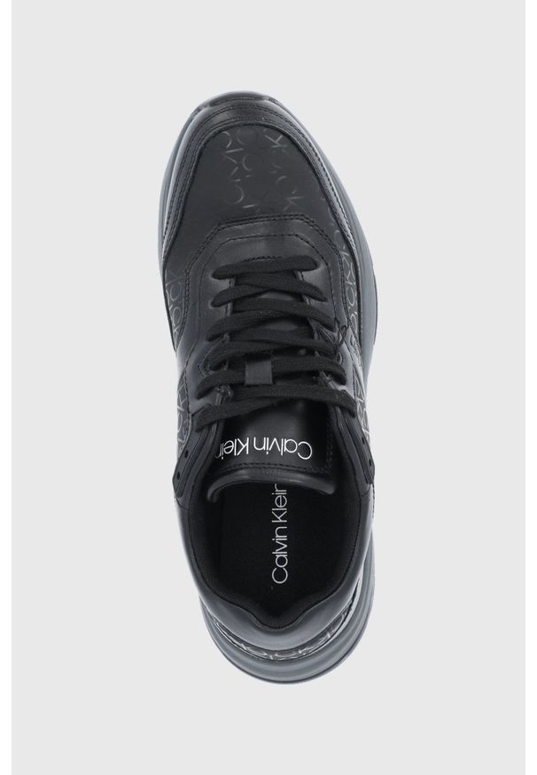 Calvin Klein Buty kolor czarny. Nosek buta: okrągły. Zapięcie: sznurówki. Kolor: czarny. Materiał: guma. Obcas: na obcasie. Wysokość obcasa: niski