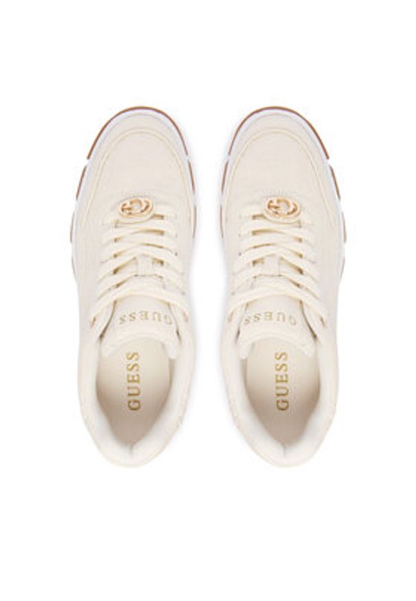 Guess Sneakersy FLFBRT PEL12 Écru. Materiał: skóra