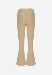 Born2be - Beżowe Spodnie Dzwony Kostemus. Kolor: beżowy. Materiał: dzianina. Wzór: gładki. Styl: elegancki #3