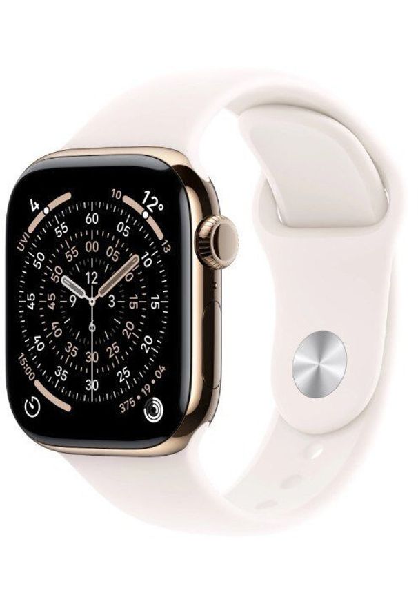 APPLE - Smartwatch Apple Watch Series 11 GPS + Cellular koperta tytanowa w złotym kolorze, pasek sportowy w delikatnym różu - rozmiar S/M. Rodzaj zegarka: smartwatch. Kolor: złoty, różowy, wielokolorowy. Styl: sportowy