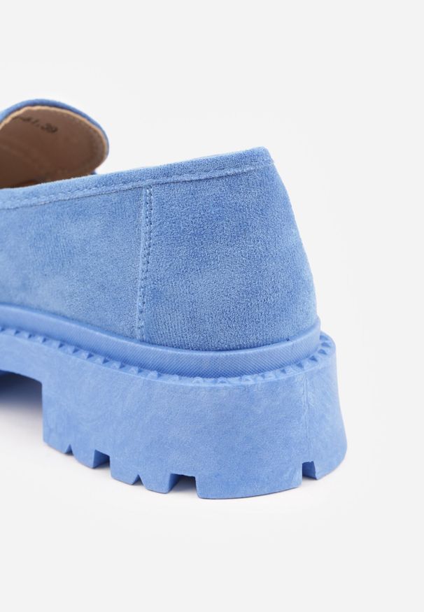 Born2be - Niebieskie Casualowe Mokasyny Vices na Grubej Podeszwie Viara. Okazja: na co dzień. Kolor: niebieski. Materiał: jeans. Styl: casual