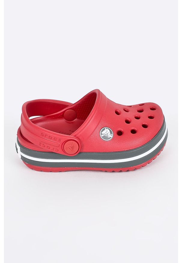 Crocs - Klapki dziecięce. Nosek buta: okrągły. Kolor: czerwony. Materiał: syntetyk, materiał, guma. Wzór: gładki