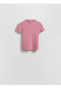 Reserved - T-shirt regular - jasnofioletowy. Kolor: fioletowy. Materiał: bawełna, włókno, dzianina