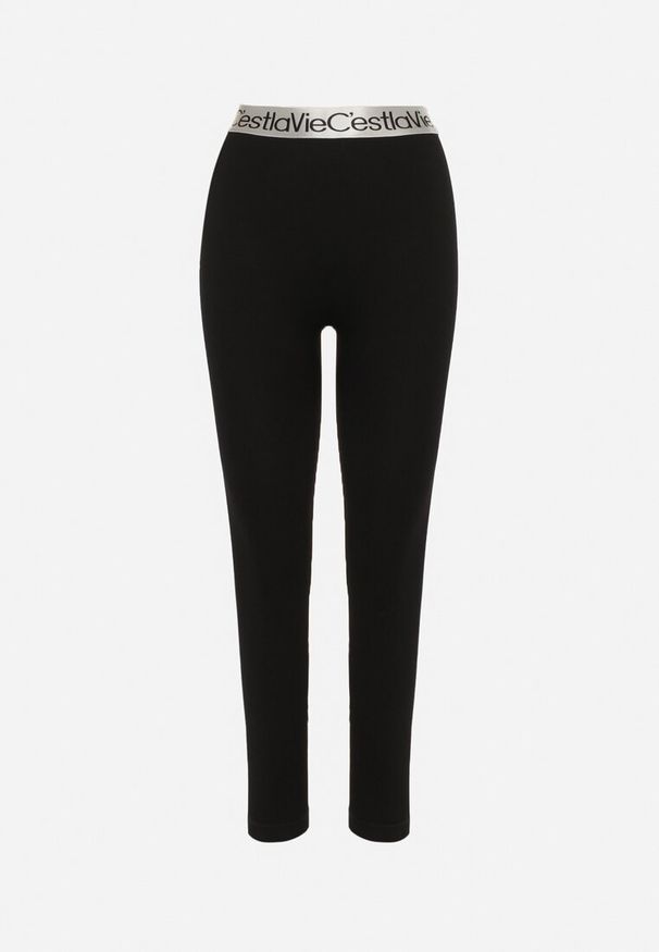 Born2be - Czarne Elastyczne Legginsy z Szeroką Gumą w Pasie Rindama. Kolor: czarny. Materiał: guma. Styl: sportowy