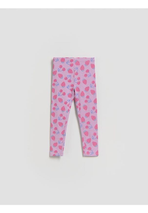 Reserved - Bawełniane legginsy we wzory - lawendowy. Kolor: fioletowy. Materiał: bawełna