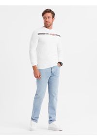 Ombre Clothing - Longsleeve męski z nadrukiem - biały 2 OM-LSPT-0119 - XXL. Kolor: biały. Materiał: bawełna. Długość rękawa: długi rękaw. Długość: długie. Wzór: nadruk #5
